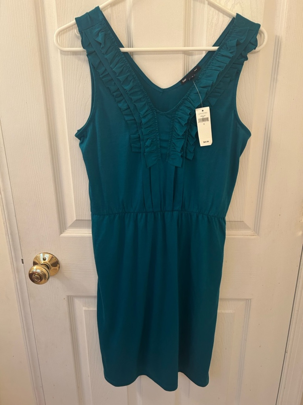 GAP Teal Ruffle Neck Sleeveless Dress